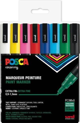 Posca PC-3M 8-Pack 0,9-1,3 mm Standard Färger